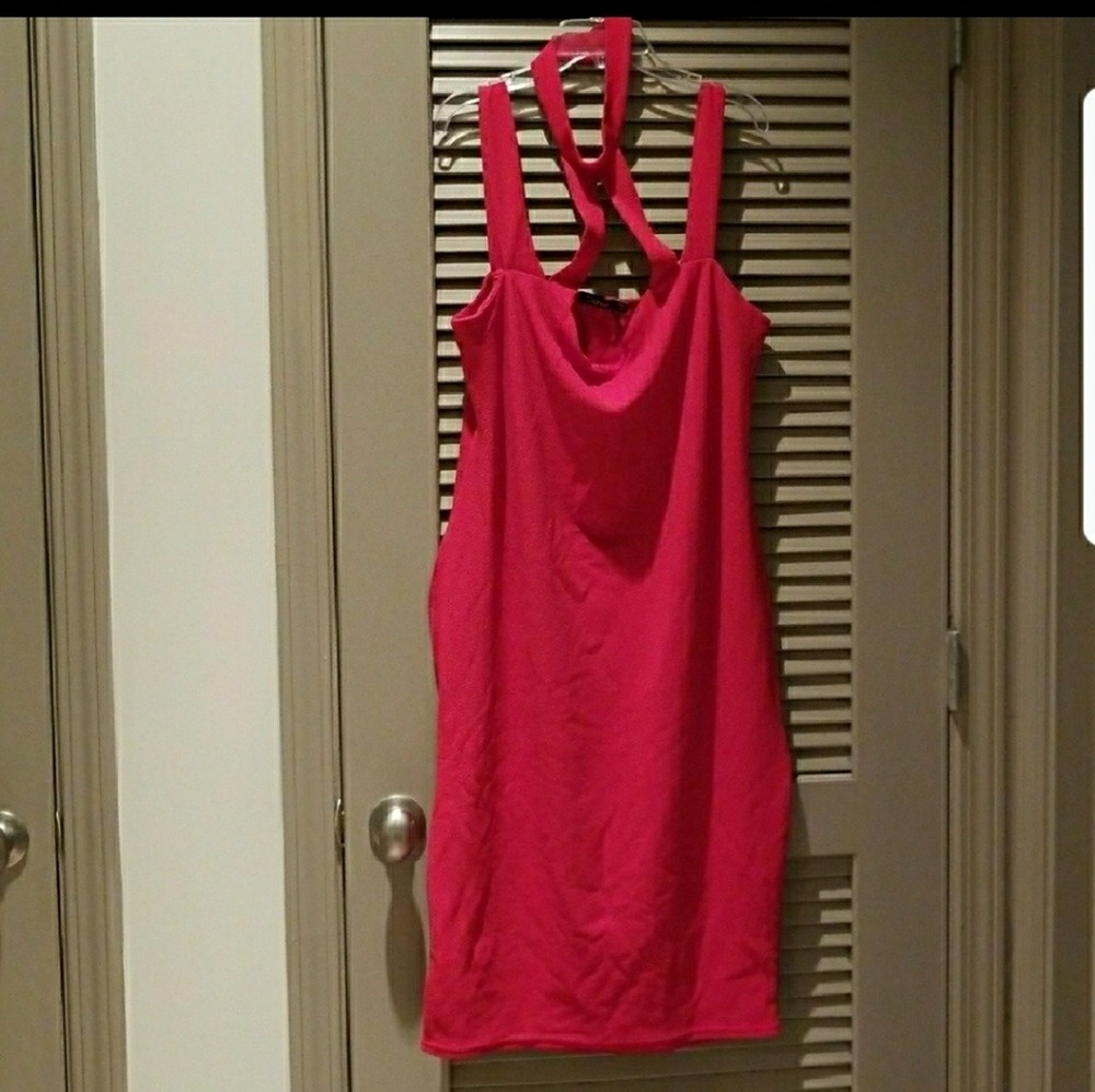 Boohoo red midi dress